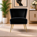 Classic Style Curved Back Black Velvet Accent Chair