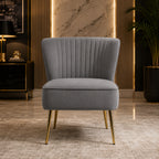 Classic Style Curved Back Grey Velvet Accent Chair
