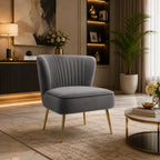Classic Style Curved Back Grey Velvet Accent Chair