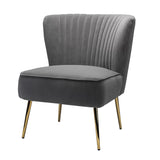 Curved Back Grey Velvet Accent Chair
