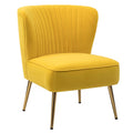 Curved Back Yellow Velvet Accent Chair