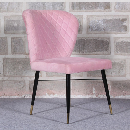 Classic Style Pink Velvet & Iron Dining Accent Chair