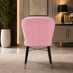 Classic Style Pink Velvet & Iron Dining Accent Chair