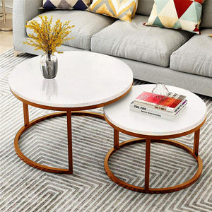 White Round Coffee Table Set of 2