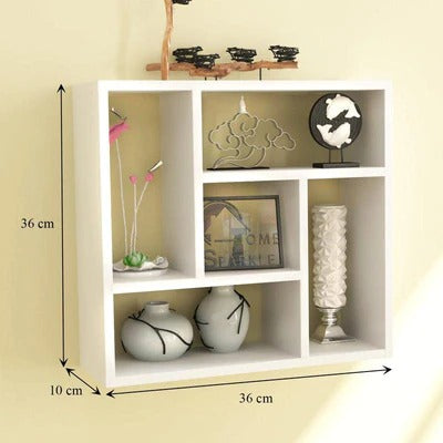 Wooden Multipurpose Stand with Storage Shelves with White Finish