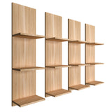  Vertical Wall Shelf with Light Oak Finish Set of 4