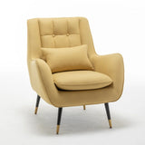 Yellow Thick Padded Velvet Sofa Lounge Chair with Cushion