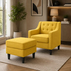 Classic Yellow Tufted Comfy Lounge Chair with Footrest
