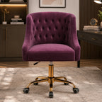 Comfort Tufted Back Magenta PU Foam Accent Chair with Golden Base