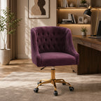 Comfort Tufted Back Magenta PU Foam Accent Chair with Golden Base