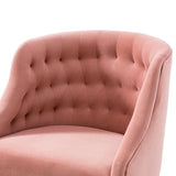 Tufted Back Pink PU Foam Accent Chair with Golden Base