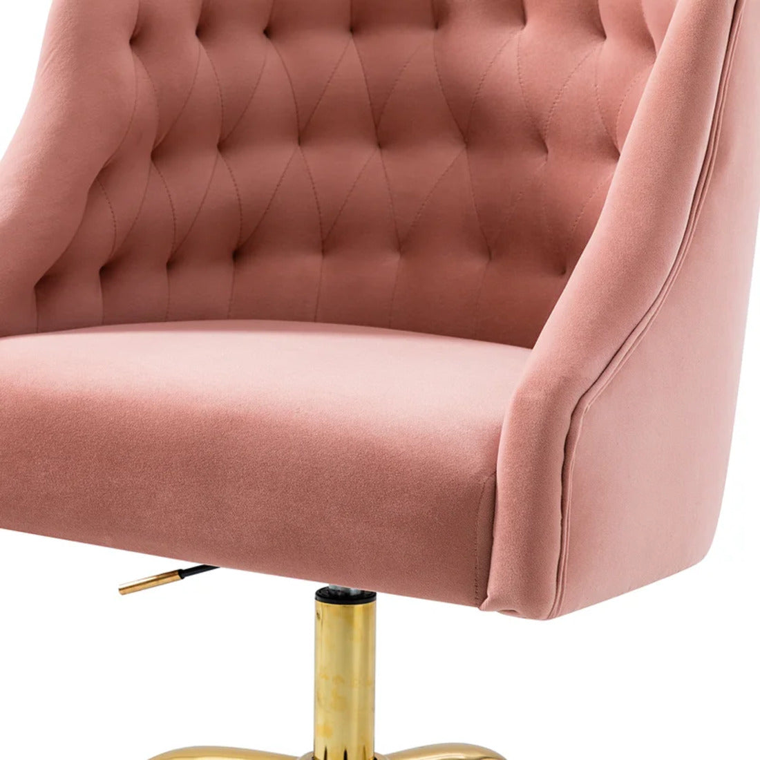 Pink PU Foam Accent Chair with Golden Base