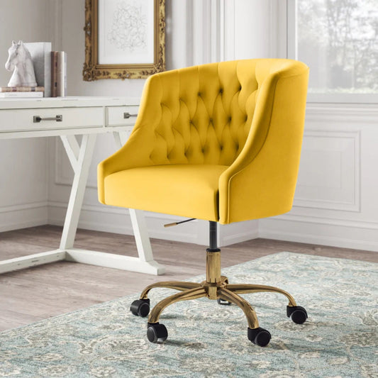 Yellow PU Foam Accent Chair with Golden Base