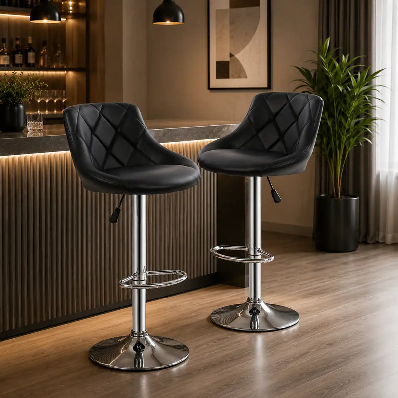 Comfy Back Rest Coral Black Leatherette Bar Stool / Long Chair