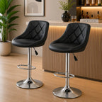 Comfy Back Rest Coral Black Leatherette Bar Stool / Long Chair