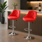 Comfy Back Rest Coral Red Leatherette Bar Stool / Long Chair
