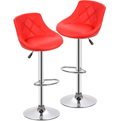 Comfy Back Rest Coral Red Leatherette Bar Stool / Long Chair