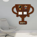 Competition Trophy Shape Wooden LED Light Wall Shelf 