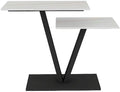 Contemporary 2 Tier White Marble Black Console Table