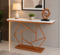 Contemporary Copper Finish Console Table In Hexagonal Design