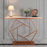 Contemporary Copper Finish Console Table In Hexagonal Design