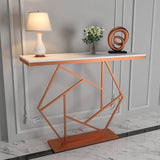  Copper Finish Console Table In Hexagonal Design