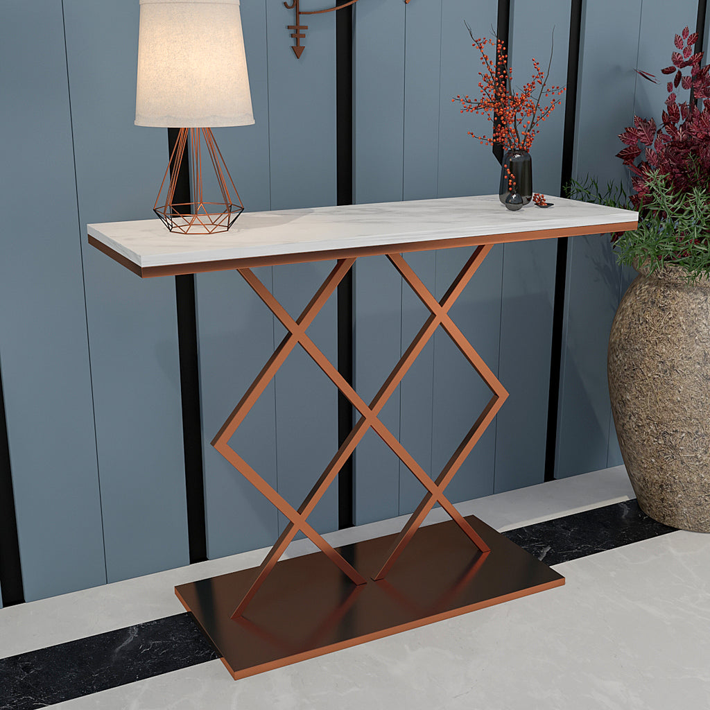 Copper Finish Console Table