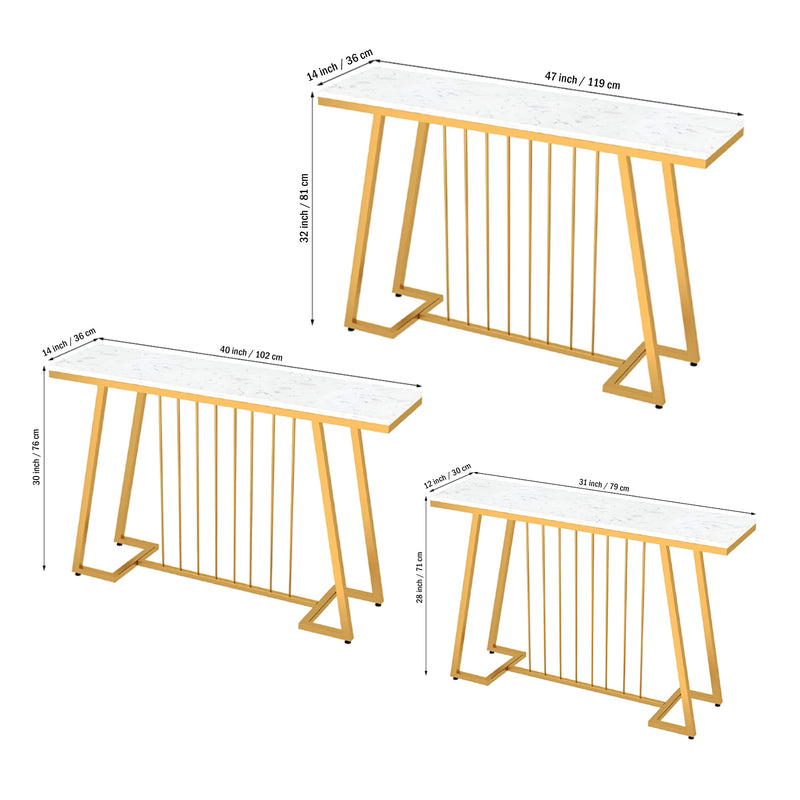 Creative White Marble Golden Top Console Table
