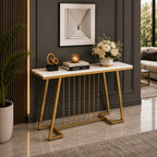 Creative White Marble Golden Top Console Table