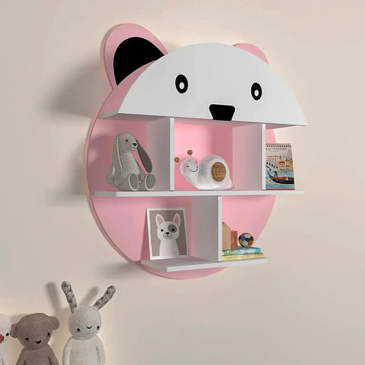  Little Panda Shape Wooden Wall Storage Shelf for Kids