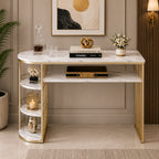 D-End 5 Tier White Marble Golden Console Table