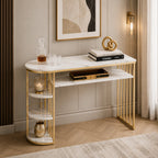 D-End 5 Tier White Marble Golden Console Table