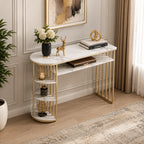 D-End 5 Tier White Marble Golden Console Table
