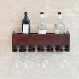Dark Red Mahagony Wood Wall Mounted Mini Bar Shelf