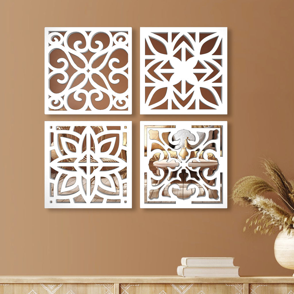 Decorative Panels Timberly Wooden Mirror Wall Art Set of 4