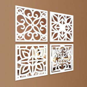  Wooden Mirror Wall Art Set of 4