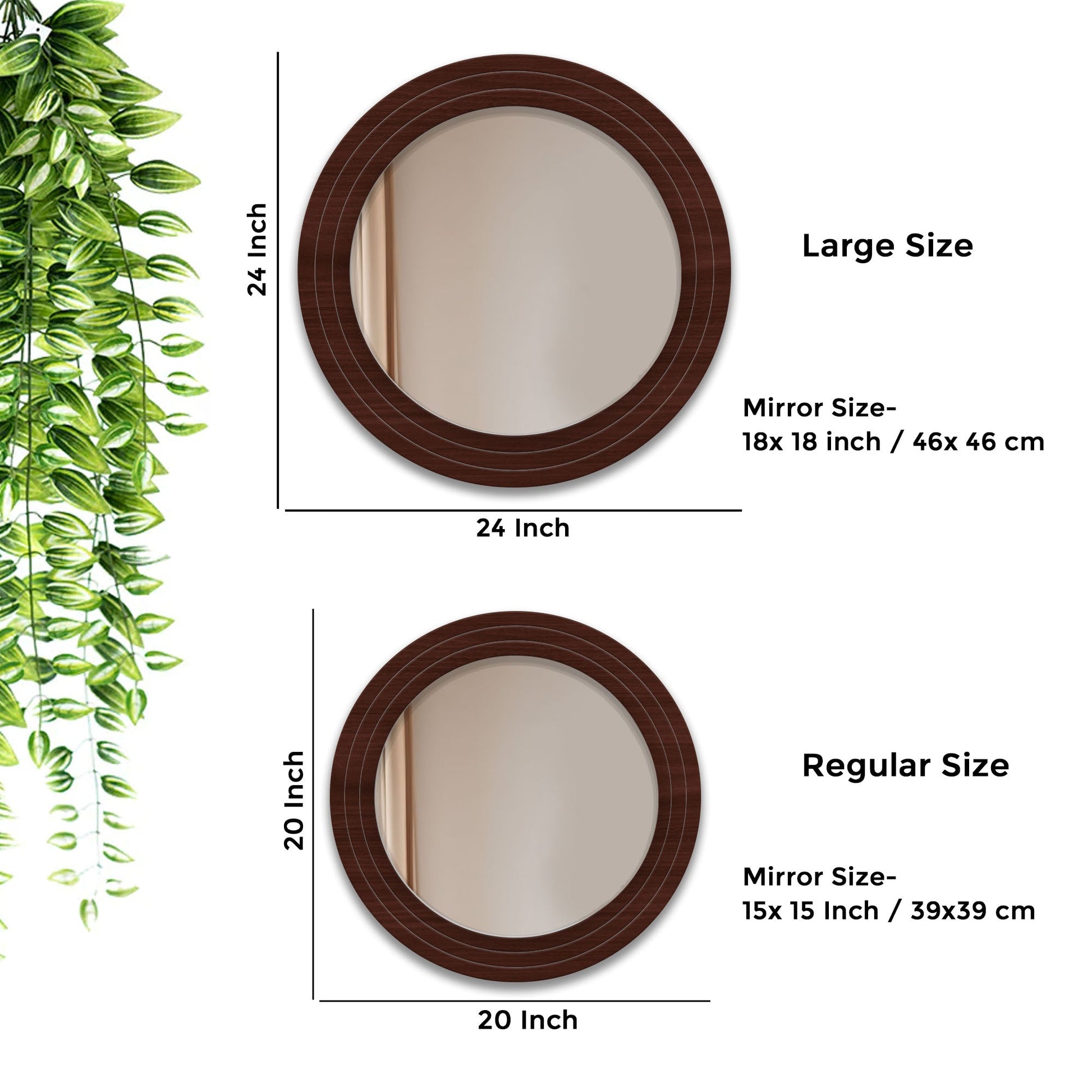  Round Circular Wooden Wall Mirror