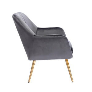 Bright Grey Comfy Velvet Accent Chair