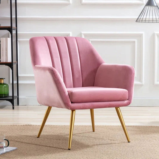 Pink Comfy Velvet Accent Chair