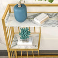 Designer 3-Tier White Faux Marble Golden Console Table