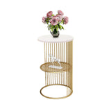  White with Marble Coffee Round Side Table
