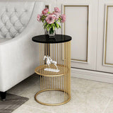 Art Golden Half Caged Coffee Round Side Table
