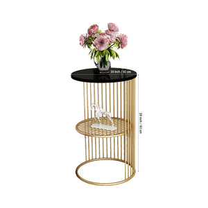 Designer Art Golden Half Caged Coffee Round Side Table