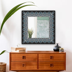 Designer Floral Square Frame Printed Wall Mirror