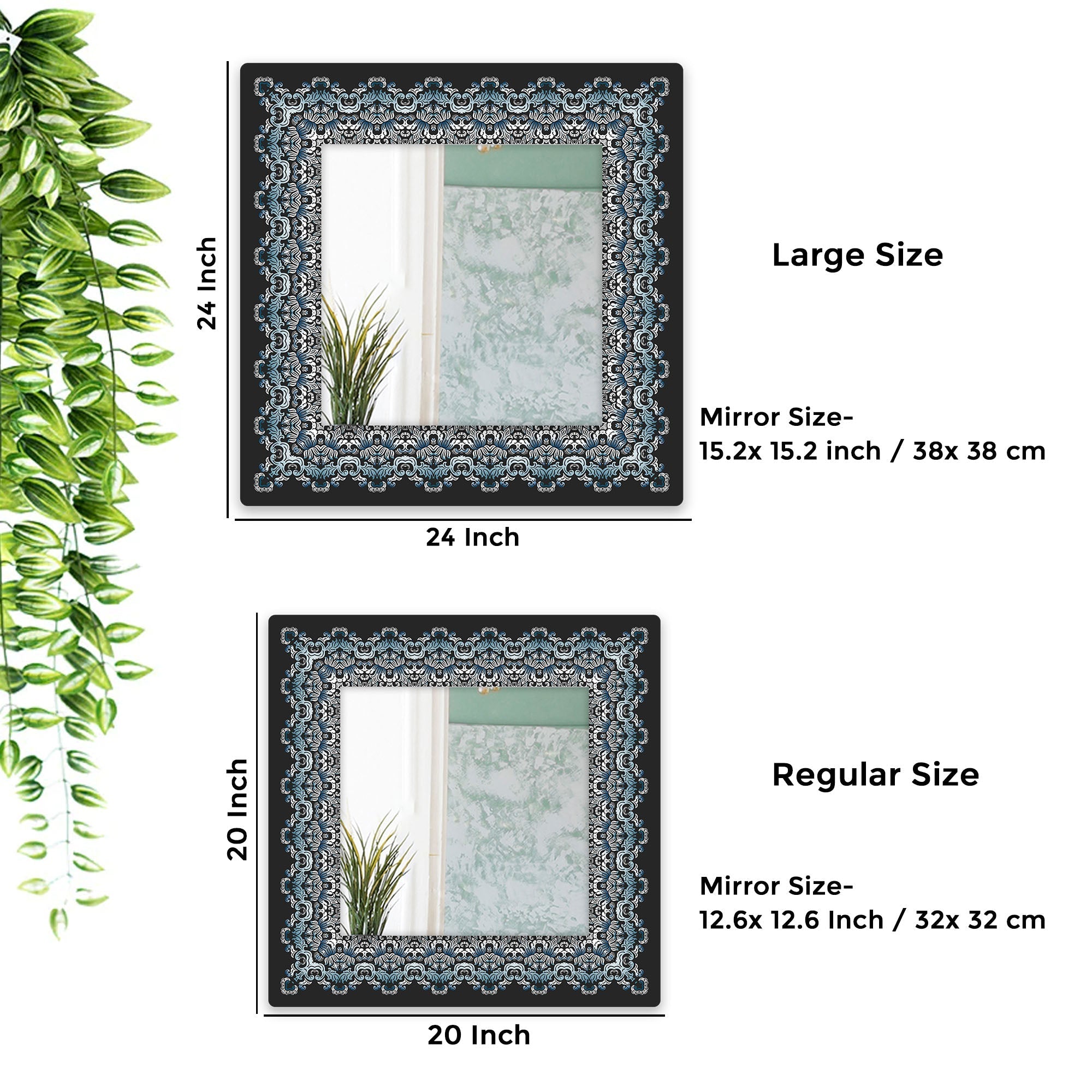 Square Frame Printed Wall Mirror