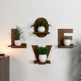 Designer Love Text Alphabet Dark Walnut Planter Shelves Set Of 4