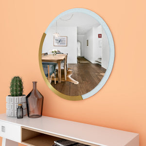 Round Shape Wooden Wall Mirror