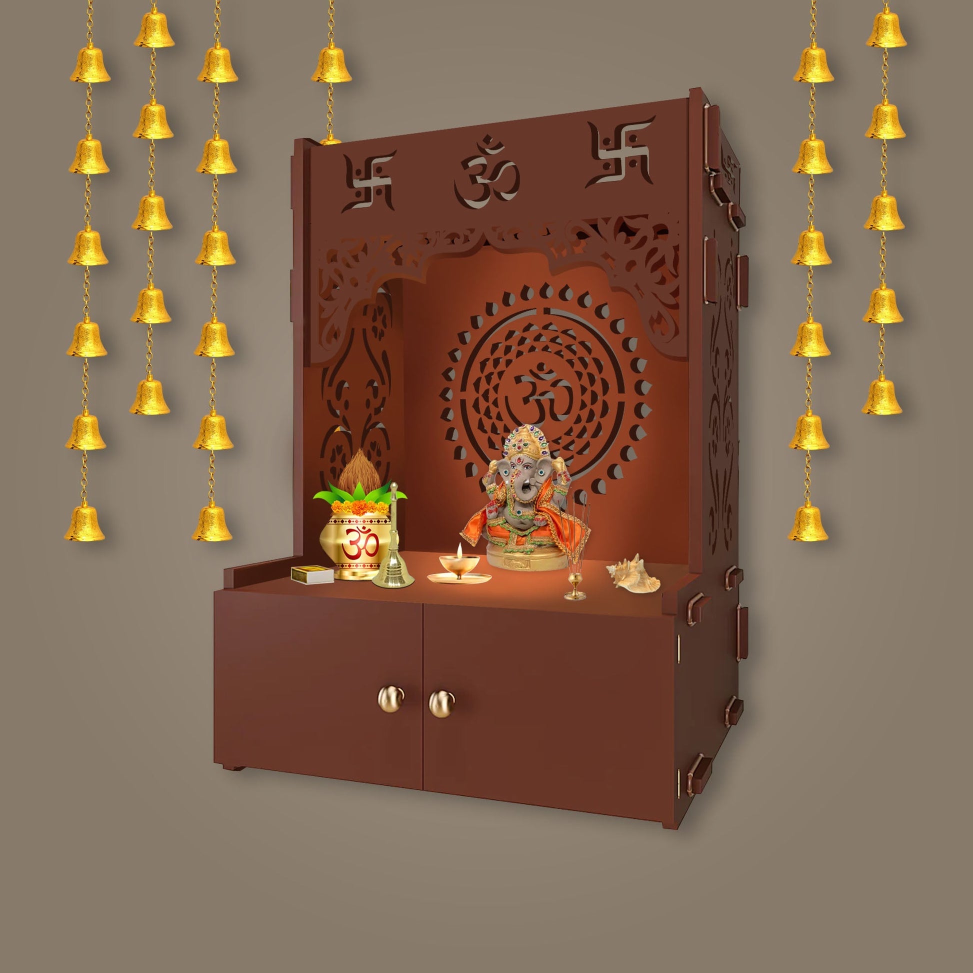  Brown MDF Wood Temple 