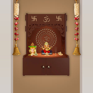 Designer Om Chakra Brown MDF Wood Temple 