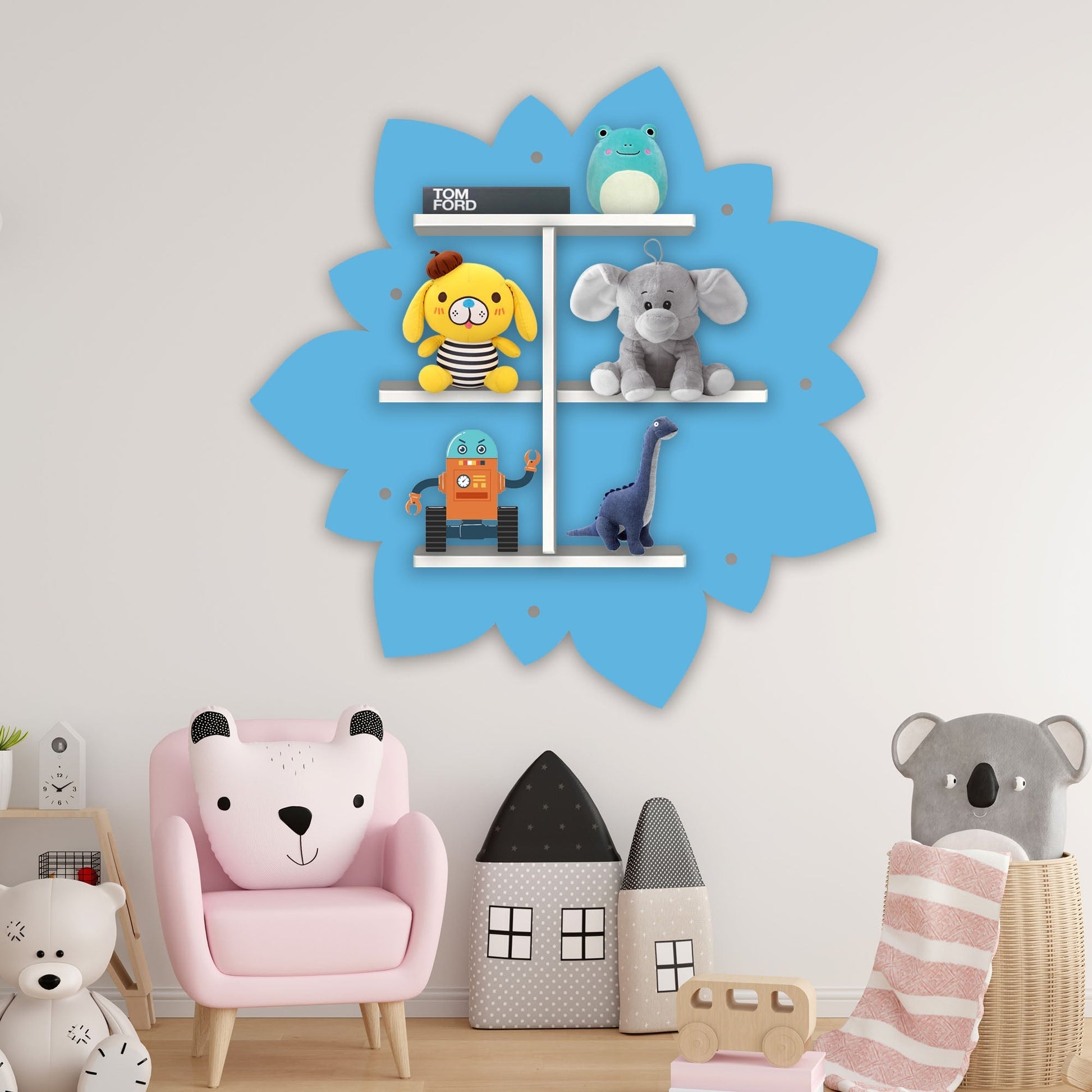 Wooden LED Light Wall Shelf for Kids